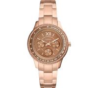 Fossil Stella Reloj para mujer, movimiento cronógrafo con correa de acero o piel, Tono oro rosa con bronceado, 37MM