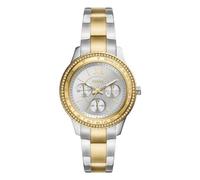Fossil Stella Reloj para mujer, movimiento cronógrafo con correa de acero o piel, Tono plateado y tono dorado, 37MM