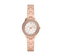 Fossil Stella Reloj para mujer, movimiento de cuarzo con correa de acero o piel, Tono oro rosa con purpurina, 30MM