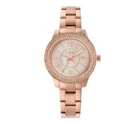 Fossil Stella Reloj para mujer, movimiento de cuarzo con correa de acero o piel, Tono oro rosa con purpurina, 30MM