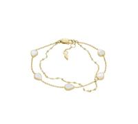 Fossil Teardrop JF04317710 Pulsera de eslabones para mujer de nácar blanco, longitud total: 16,5 cm + 2,5 cm, acero inoxidable, sin piedras preciosas