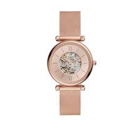Fossil Women's Carlie Automatic Stainless Steel Mesh Three-Hand Watch, Color: Rose Gold (Model: ME3175)