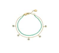 Fossil Pulsera de mujer de cuentas semipreciosas con cierre de langosta, Verde azulado y dorado