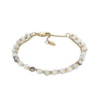 Fossil Pulsera para mujer All Stacked Up Howlite, pulsera con Cuentas de Cadena, longitud: 165mm+35mm, ancho: 4mm, JF04443710, Blanco y Verde