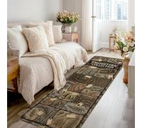 Fossils - Alfombra de pasillo, diseño vintage natural, hojas y huesos, color marrón otoñal, antideslizante, para interiores, no se desprende, para cocina, lavandería, puerta, entrada, decoración de 2