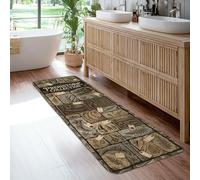 Fossils - Alfombra de pasillo, diseño vintage natural, hojas y huesos, color marrón otoñal, antideslizante, rectangular, ribete de borde para cocina, entrada, baño, decoración de puerta, 2 x 6 pies