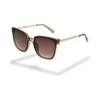 Foster Grant Fashion gafas de sol mujer - montura cuadrada tan con patillas metálicas doradas, cristales ahumados antirrayaduras & UV400