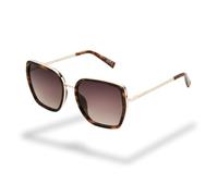 Foster Grant Fashion gafas de sol mujer - montura geométrica grande carey con patillas metálicas, cristales marrones antirrayaduras & UV400
