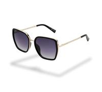 Foster Grant Fashion gafas de sol mujer - montura geométrica grande negra con patillas metálicas, cristales ahumados antirrayaduras & UV400