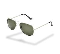 Foster Grant gafas de sol aviador retro mujer & hombre - montura metálica plateada estilo piloto, cristales verdes antirrayaduras & UV400