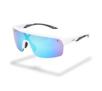 Foster Grant IRONMAN Rover gafas de sol hombre - montura shield blanca con varillas grises, lentes azul espejadas, protección UV400, resistentes a rayaduras y golpes, montura sport ligera