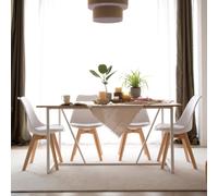 Foster mesa de comedor rectangular color roble light con base de metal