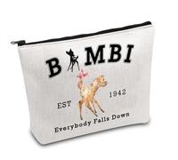 FOTAP Bambi Deer Bolsa de cosméticos Bambi Est 1942 con cremallera, regalo inspirado en el Reino Mágico Animal, Regalo para fanáticos de la película de ciervos, Blanco, Bambi