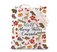 FOTAP Canada Travel Gift We'll Always Have Canada Tote Bag Canada Trip Bag Canada Souvenir Gift, White, 14.26