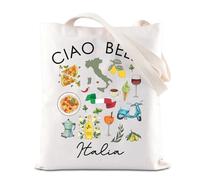 FOTAP Italy Gift Ciao Bella Italia Inspire - Bolsa de mano italiana con cita de comida italiana, regalo de viaje de Italia, Ciao Be-lla Reino Unido, 14.56INCHES