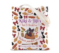 FOTAP Kiki's Anime Lover Gift Kiki & Jiji's Bed And Breakfast Inspire Tote Bag Black Cat Lover Bag Animated Movie Theme Gift, Kiki&ji's Full Uk, 14.56INCHES