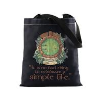 FOTAP Lord Ring Merch Ring Inspire Tote Bag Lord Ring Movie Bag Lord Ring Fan Fan Gift Hobbit Lover Gift, Simple Life Blk Reino Unido, 14.56INCHES