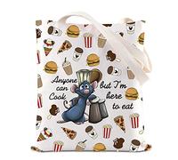 FOTAP Remy - Bolsa de Maquillaje con Cita Anyone Can Cook Quote con Cremallera Inspirada en Remy, Bolsa de cosméticos con diseño de ratón y Chef, Blanco, Anyone Cook Tote