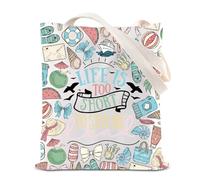 FOTAP World Traveler Merch Around The World Trip Tote Bag Explore More Gift Beach Life Shoulder Bag Cruise Vacation Gift, On Land Tuk