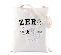 FOTAP Zero Ghost Dog Gift Zero Jack's Ghost Dog Inspired Gift Zero Est 1993 Bolsa con cremallera Animal Magic Kingdom Regalo inspirado en el Reino Mágico, Blanco, Zero Tote