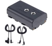 FOTGA Adaptador de corriente NP-F Dummy Battery DC Coupler Reemplazo de NP-F960/750/770/970 con entrada de CC y salida de CC a la cámara de alimentación Monitor de campo Luz LED