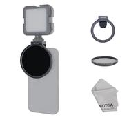 FOTGA Adaptador de filtro de lente de rosca de 67 mm + filtro variable ND2-400 de 67 mm para iPhone 14, 15, 16 Pro Max, zapata fría para micrófono/luz LED, antideslizante/antiarañazos