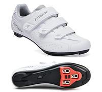 FOTGOAT Zapatillas de Ciclismo Unisex Adulto, Blancas, Talla 43 EU, Compatibles con Peloton y SPD ARC Look Delta, Tacos de 9 Grados, Zapatillas de Carretera Exterior e Interior