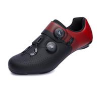 FOTGROY Hombre Zapatillas de Ciclismo para Mujer Compatibles con KEO Pedal Instalación Compatible SPD-SL/Peloton Cleats Negro-Rojo EU 44