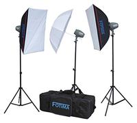 Fotima FTF-200 - Equipo de iluminación (3 x 200 W, 3 trípodes, Disparador RF), Multicolor
