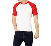 Fotl Long Sleeve Baseball tee Camisa, Multicoloured (White/Red), L para Hombre