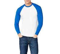 Fotl Long Sleeve Baseball tee Camisa, Multicoloured (White/Royal), M para Hombre