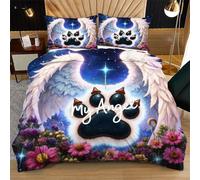 Fotmung Conjunto de Ropa de Cama Alas Blancas, Set de Funda de Edredón 3 Piezas - 220x240 cm, Confort Superior en Todas Las Estaciones, Elegancia para tu Dormitorio Principal R270