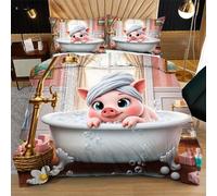 Fotmung Conjunto de Ropa de Cama Cerdito Rosa, Set de Funda de Edredón 3 Piezas - 220x240 cm, Confort Superior en Todas Las Estaciones, Elegancia para tu Dormitorio Principal R324