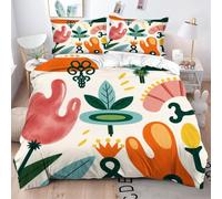 Fotmung Conjunto de Ropa de Cama Estampado De Flores De Colores, Set de Funda de Edredón 3 Piezas - 220x240 cm, Confort Superior en Todas Las Estaciones, Elegancia para tu Dormitorio Principal-A320