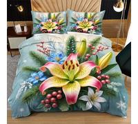 Fotmung Conjunto de Ropa de Cama Flores Coloridas, Set de Funda de Edredón 3 Piezas - 220x240 cm, Confort Superior en Todas Las Estaciones, Elegancia para tu Dormitorio Principal R220