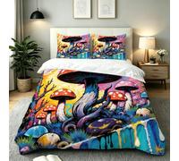 Fotmung Conjunto de Ropa de Cama Hongos Animados Niños, Set de Funda de Edredón 3 Piezas - 220x240 cm, Confort Superior en Todas Las Estaciones, Elegancia para tu Dormitorio Principal-E62