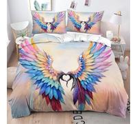 Fotmung Conjunto de Ropa de Cama NiñA con Alas De Colores, Set de Funda de Edredón 3 Piezas - 220x240 cm, Confort Superior en Todas Las Estaciones, Elegancia para tu Dormitorio Principal-A142