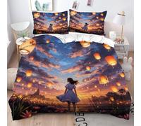 Fotmung Conjunto de Ropa de Cama NiñA con Cometa Animada, Set de Funda de Edredón 3 Piezas - 220x240 cm, Confort Superior en Todas Las Estaciones, Elegancia para tu Dormitorio Principal-A186