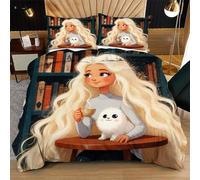 Fotmung Conjunto de Ropa de Cama NiñA Rubia, Set de Funda de Edredón 3 Piezas - 220x240 cm, Confort Superior en Todas Las Estaciones, Elegancia para tu Dormitorio Principal R192