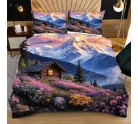 Fotmung Conjunto de Ropa de Cama Paisaje, Set de Funda de Edredón 3 Piezas - 220x240 cm, Confort Superior en Todas Las Estaciones, Elegancia para tu Dormitorio Principal R392