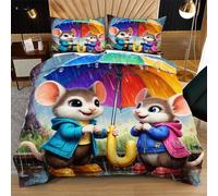 Fotmung Conjunto de Ropa de Cama RatóN Colorido, Set de Funda de Edredón 3 Piezas - 220x240 cm, Confort Superior en Todas Las Estaciones, Elegancia para tu Dormitorio Principal R66