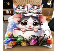 Fotmung Conjunto de Ropa de Cama RatóN Taza, Set de Funda de Edredón 3 Piezas - 220x240 cm, Confort Superior en Todas Las Estaciones, Elegancia para tu Dormitorio Principal R344