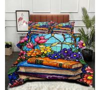 Fotmung Edredón Extra Grande 240x260 cm Libro con Flores Animadas, Edredón con Funda de Microfibra y Relleno de Algodón, Incluye 2 Fundas de 50x75 cm, Calidad y Durabilidad, Máximo Confort-A126