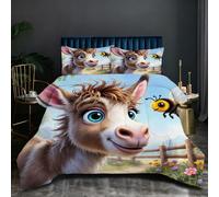 Fotmung Edredón Nordica Cama 105-200x200 cm Mula MarróN, Juego de Ropa para Cama de 2 Personas, Edredón Estampado de 4 Estaciones + 2 Funda de Almohada 50 x 75 N53