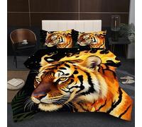 Fotmung Edredón Nordica Cama 105-200x200 cm Tigre Animal, Juego de Ropa para Cama de 2 Personas, Edredón Estampado de 4 Estaciones + 2 Funda de Almohada 50 x 75 D215