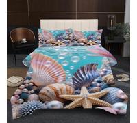 Fotmung Edredón Nordica Cama 150-220x240 cm Concha, 3 Piezas Juego de Ropa para Adultos, 3D Edredón de Microfibra y 2 Funda de Almohada (220 x 240-50 x 75) D81