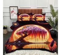 Fotmung Edredón Nordica Cama 150-220x240 cm Joven con Sol Rojo, 3 Piezas Juego de Ropa para Adultos, 3D Edredón de Microfibra y 2 Funda de Almohada (220 x 240-50 x 75)-A11