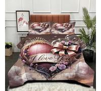 Fotmung Edredón Nordica Cama 90-135x200 San ValentíN RomáNtico, Juego de Ropa de Cama para Niños Niñas, Suave Edredón en Microfibra 135 x 200 y 2 Funda de Almohada 50 x 75-A15