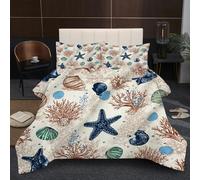 Fotmung Edredón Nordica Cama 90-150x200 cm Estrella de Mar Azul, Ligero Edredón en Microfibra 150 x 200 cm para Juveniles, Juego de Ropa de Cama con 2 Funda de Almohada