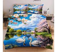 Fotmung Funda Nórdica 240x260 cm Cisne Animal, Funda Nórdica Extra Grande + 2 Fundas de Almohada, Resistente al Lavado y al Desgaste, Transforma tu Cama en una Obra de Arte E206